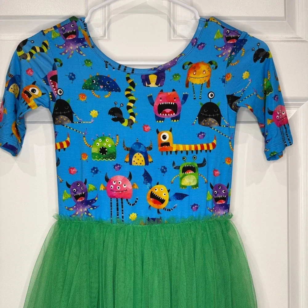 Muse Threads Kids Girls Size 8/9 Monster Print Tulle Tutu‎ Dress Bamboo NWT